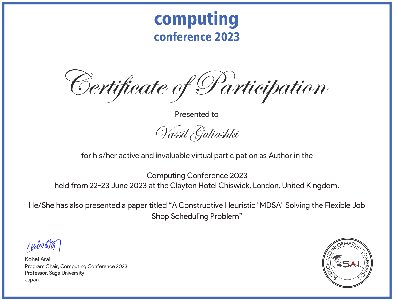 Certificate